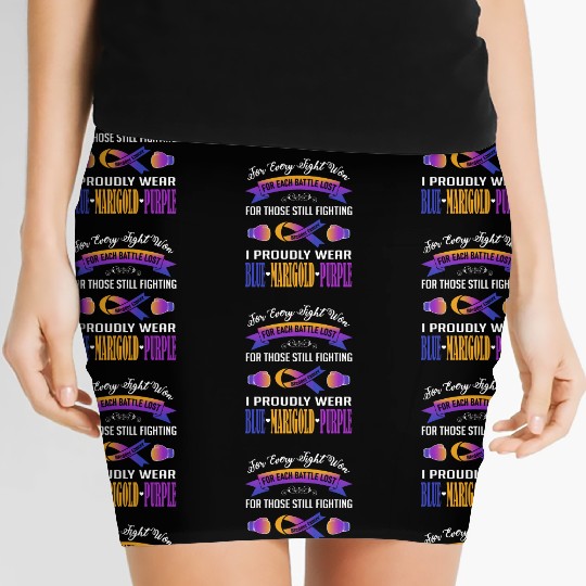 I Proudly Wear Blue Marigold Purple Bladder Cancer Women's Mini Skirts