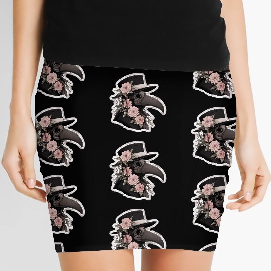 Cute Floral Plague Doctor Women's Mini Skirts