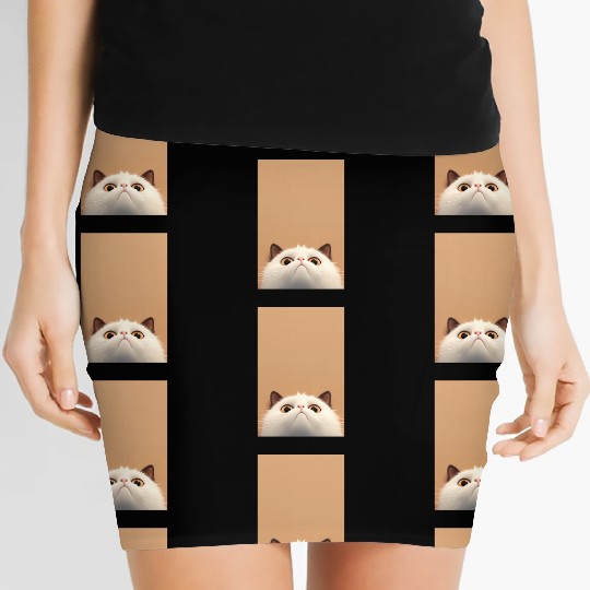 Cranky Whiskers - Adorable Grumpy Cat Women's Mini Skirts