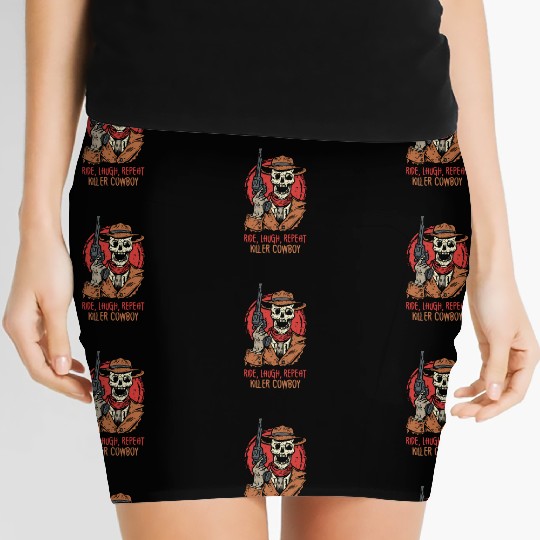 Spooky Horror Western Cowboy Rider Rodeo Country Women's Mini Skirts
