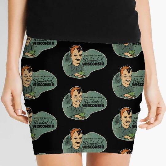 Vintage Wisconsin Tourist Frog Weird Kid Women's Mini Skirts