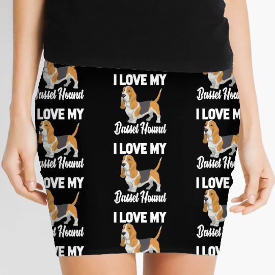 I Love My Basset Hound Women's Mini Skirts Funny Gifts For Men
