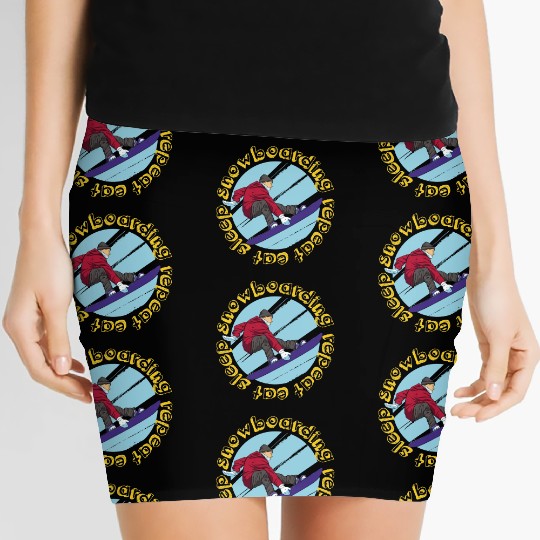 Eat Sleep Snowboarding Repeat Women's Mini Skirts