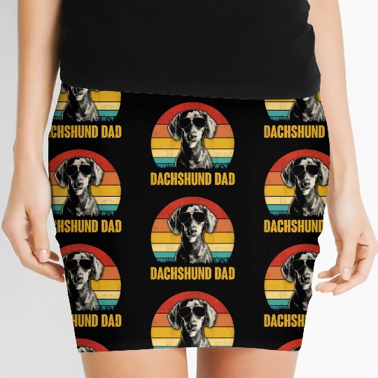 Dachshund Dog Vintage Retro Dog Mom Dad Lover Gift Women's Mini Skirts