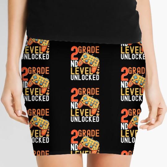 2nd Grade Level Unlocked Video Game Back to School Women's Mini Skirts