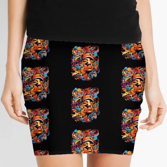 Music, hip-hop, rap, rapper, sound, gift. Women's Mini Skirts