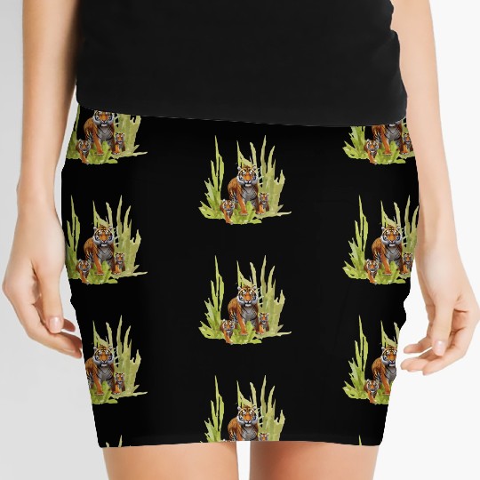 Wildlife Endangered Tiger Cubs Women's Mini Skirts