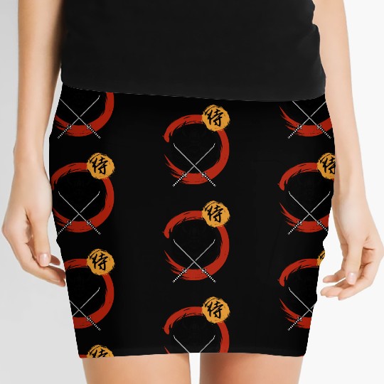 Samurai Warrior with Swords Women's Mini Skirts