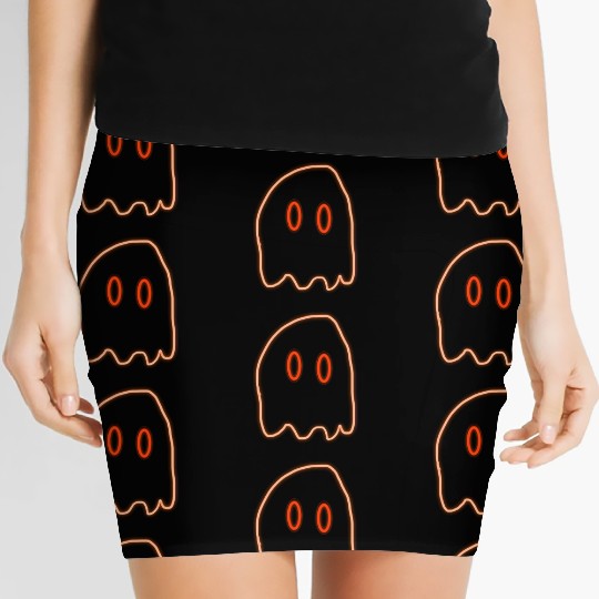 Orange neon ghost Women's Mini Skirts