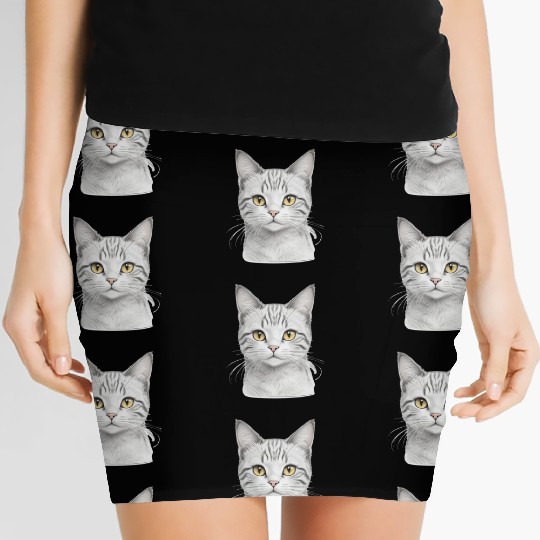 Aesthetic Cute Kitty Realisting Sketch Women's Mini Skirts