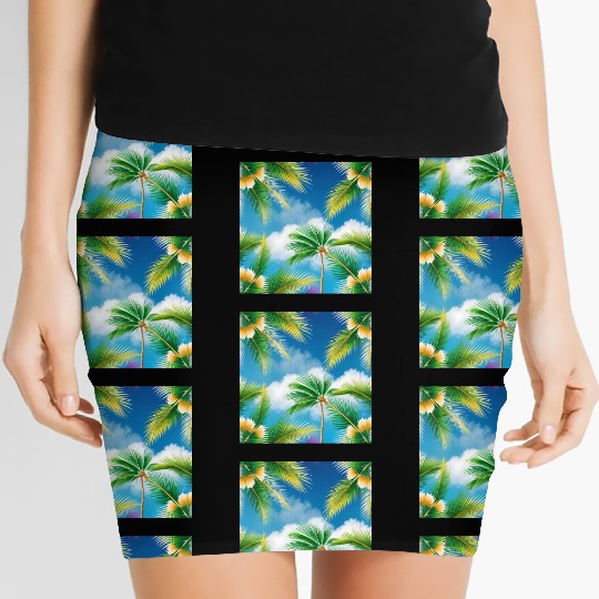 Tropical Whispering Palm Trees Women's Mini Skirts