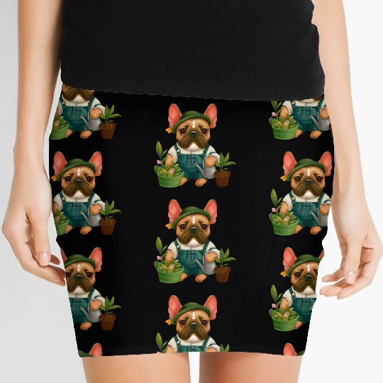 Frenchie The Gardener Drawing Women's Mini Skirts