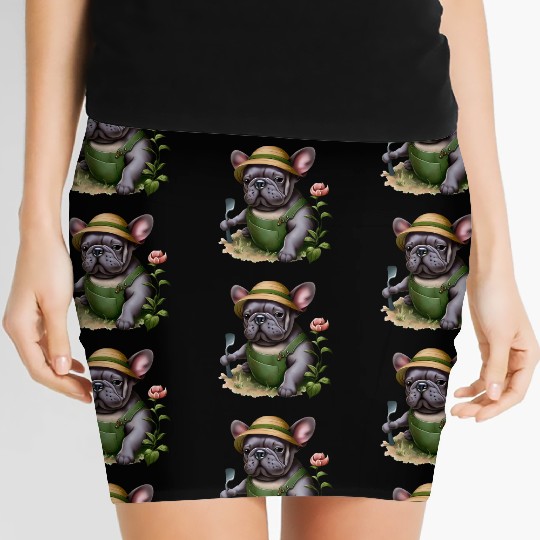 Frenchie in the Flower Garden Women's Mini Skirts