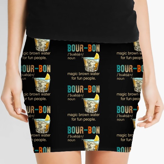 Bourbon Magic Brown Water For Fun People Women's Mini Skirts
