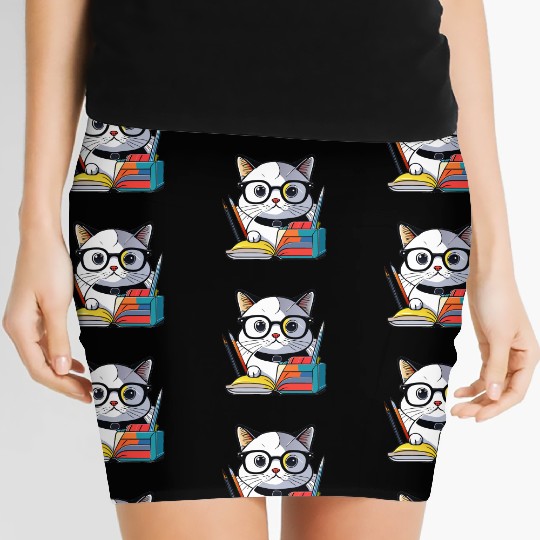 Back to school cat Women's Mini Skirts