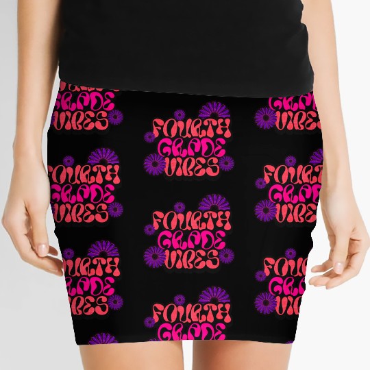 Fourth Grade Vibes for School Guys Neon Colors Flo Women's Mini Skirts