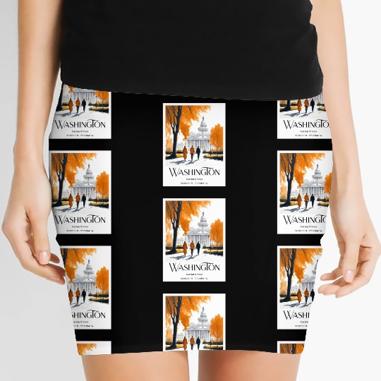 Watercolor painting loving couple in Washington DC Women's Mini Skirts