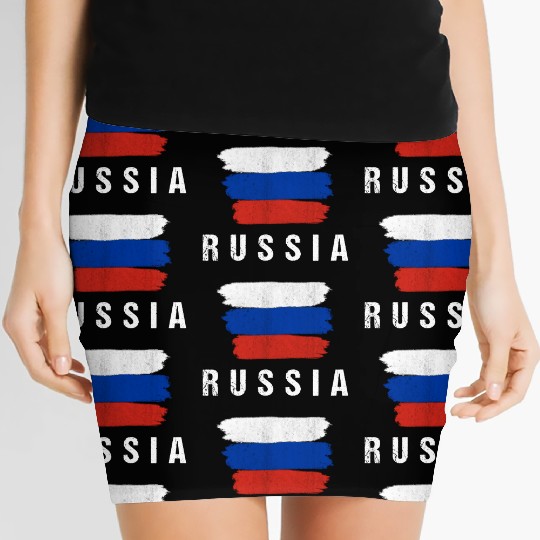 Painted Russia Flag Russian Flag Fan Women's Mini Skirts