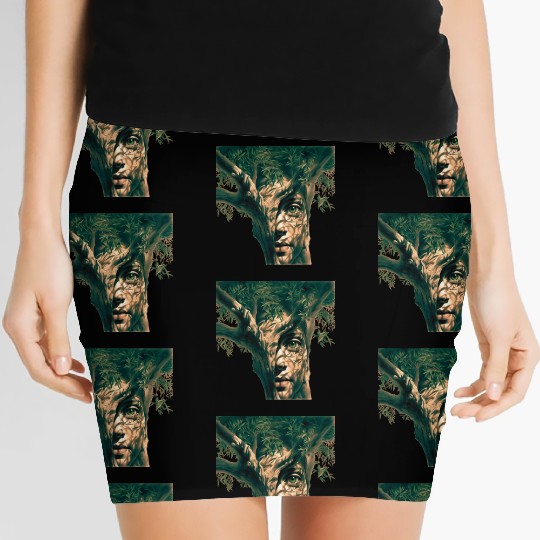 Olive tree and face Women's Mini Skirts