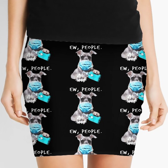 Miniature Schnauzer Ew People Dog Wearing A Face Women's Mini Skirts