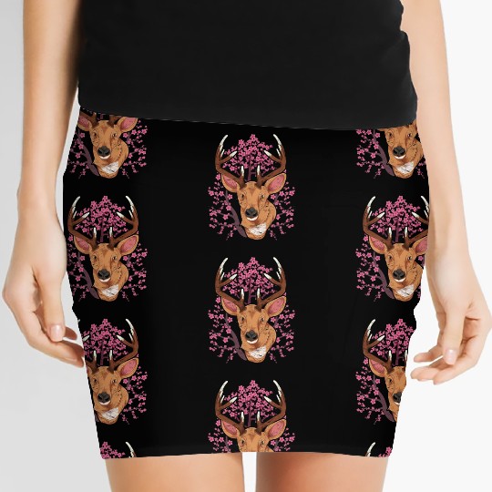 Cherry blossom forest animal gift Sakura deer Women's Mini Skirts