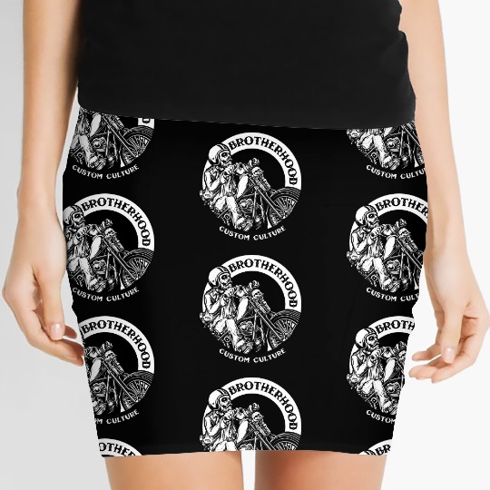 Riding brotherhood culture, skeleton riding a bike Women's Mini Skirts