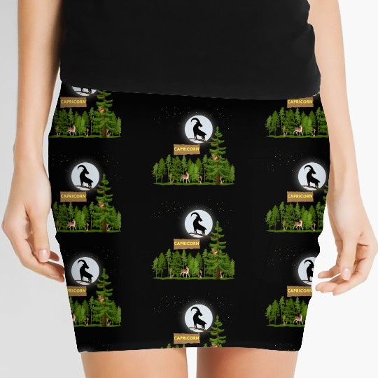 Zodiac Sign Capricorn Astrology Wild Forest Women's Mini Skirts
