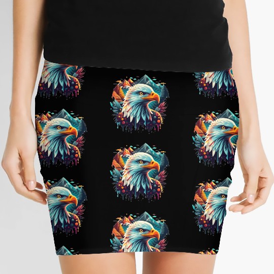 Eagle in front of mountains Women's Mini Skirts