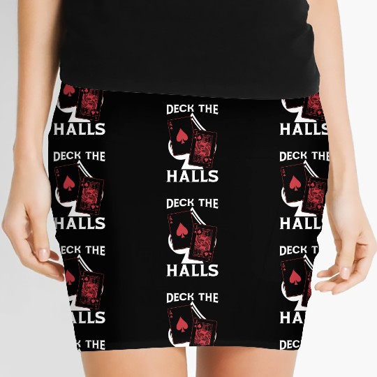 Classic Blackjack Deck The Halls Casino Gambling Women's Mini Skirts