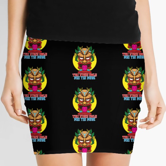 Tiki Mask Hawaiian Decor Luau Party South Pacific Women's Mini Skirts
