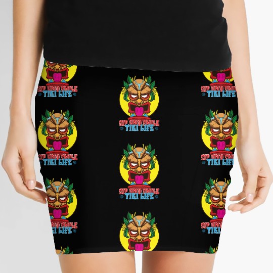 Tiki Mask Hawaiian Decor Luau Party South Pacific Women's Mini Skirts