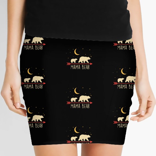 Mama Bear with Cub Moon Stars Mama Bear Women's Mini Skirts