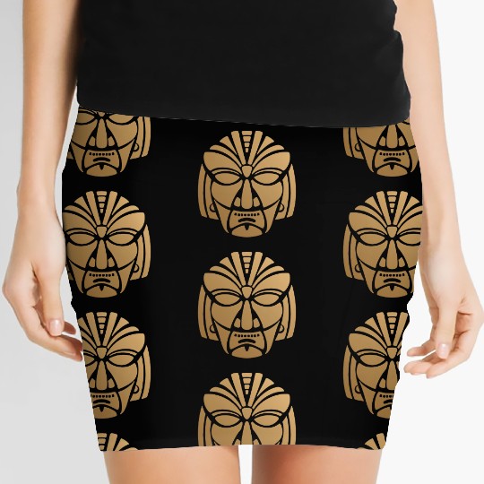 Aztec & Mayan Mask Logo: Minimalist Design Women's Mini Skirts