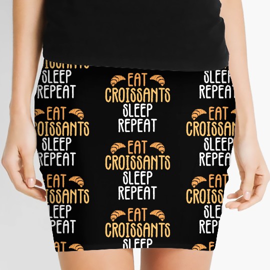 Croissant Love Joke Bakery Bread Pastry Patisserie Women's Mini Skirts