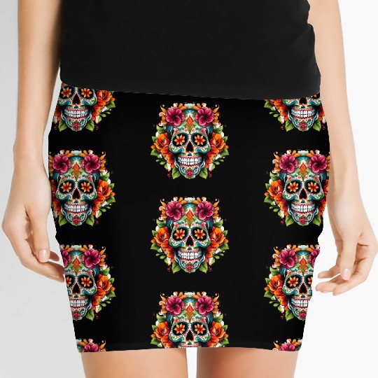 Day of the Dead Iconic Sugar Skull Women's Mini Skirts
