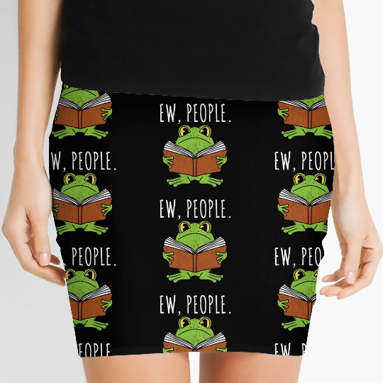 Ew People Cottagecore Frog Reading Book Women's Mini Skirts