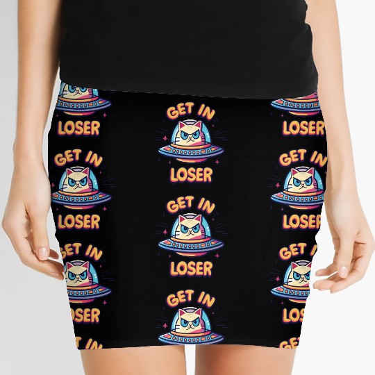 Get In Loser Angry Cat in a UFO Women's Mini Skirts