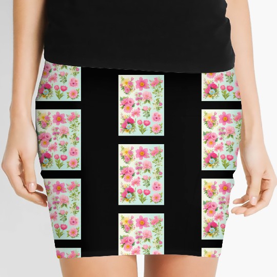 Iris and Indigo Spring Flowers Women's Mini Skirts