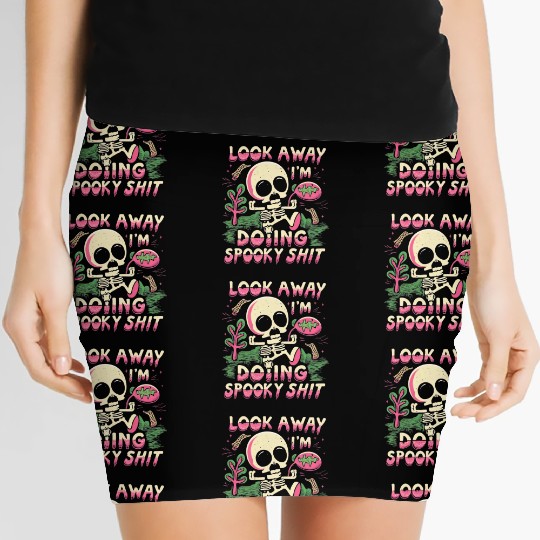 Spooky Shit Skeleton Girl in Arm Halloween Women's Mini Skirts