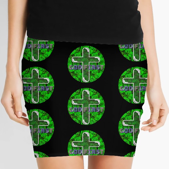 God First [2] Green Women's Mini Skirts