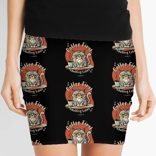 Coffee First - Adulting Later (...maybe) Women's Mini Skirts