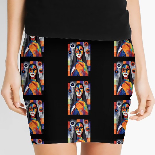Geometric Harmony - Abstract Portrait Women's Mini Skirts