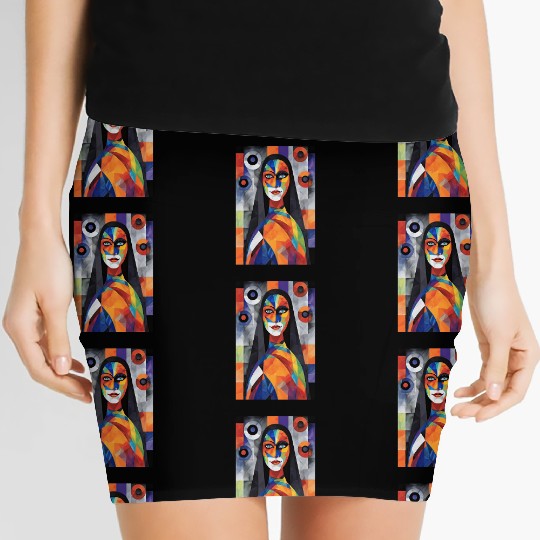 Geometric Harmony - Abstract Portrait Women's Mini Skirts