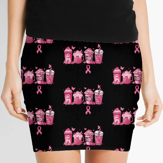 breast cancer coffee support squad Women's Mini Skirts