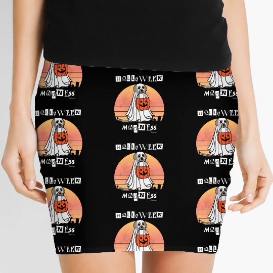 Halloween Dog Ghost pumpkin october Women's Mini Skirts