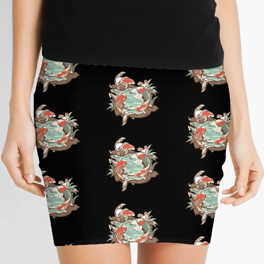 Tranquil Oasis: Koi Pond Serenity Women's Mini Skirts