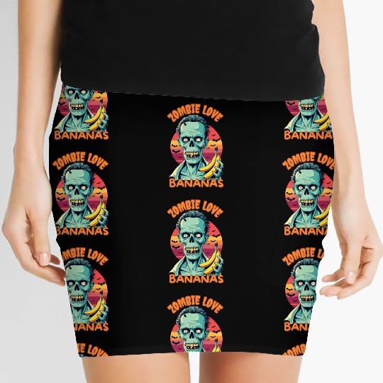 Zombie Love Bananas Halloween Women's Mini Skirts