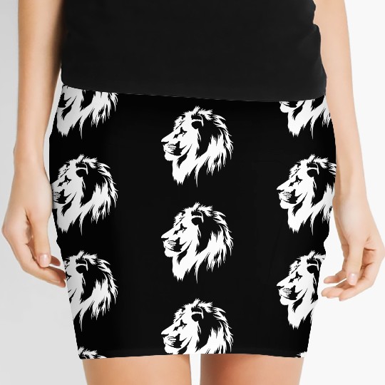 Lion Portrait (white) Women's Mini Skirts
