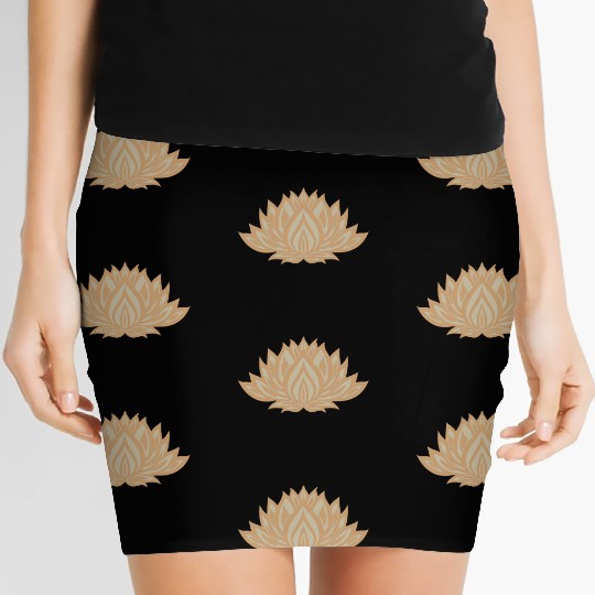 Gold Lotus Charm Women's Mini Skirts