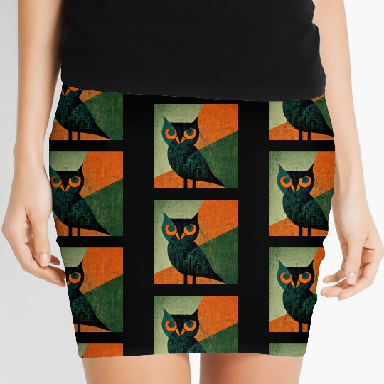 Mod Owl: Orange Beak Owl Women's Mini Skirts